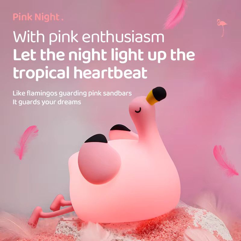 GGBEE Flamingo Silikon Tischlampe mit integriertem LED Nachtlicht für Kinderzimmer und Schlafzimmer - Bild 1