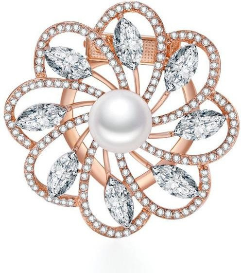 YIRAN Jewelry Brosche, Drei-Ring Seidenschal-Schnalle, Damen, weiß - Bild 1