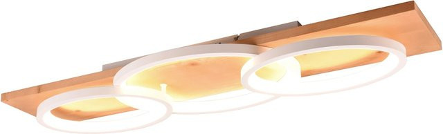 Trio LED Deckenleuchte Barca in Weiß Matt mit Holz-Elementen, dimmbar, B/T/H: 97 x 33 x 3 cm - Bild 1