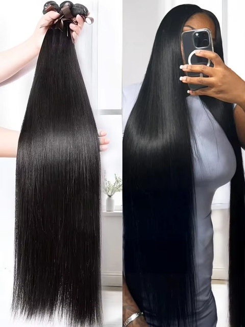 Fuduete Brasilianisches Virgin Hair Rohhaar-Extensions, 30-40 Zoll, 3-4 Bündel - Bild 1