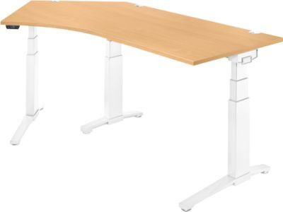 Schäfer Shop Genius Schreibtisch ERGOSTYLE S, elektrisch höhenverstellbarer Eckschreibtisch mit 135 Grad Winkel, Buche/weiß, B: 216,5 cm, T: 80 cm, H: 64,5-130,5 cm - Bild 1
