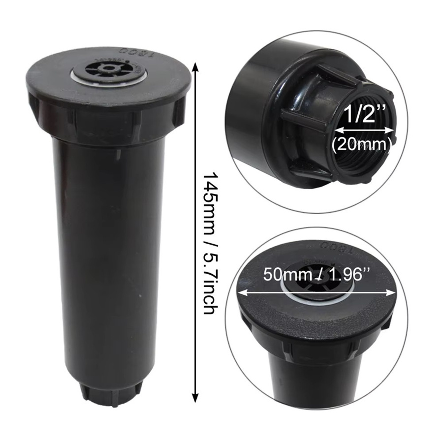 Pengliu Pop-up-Sprinkler mit G1/2-Buchse in Schwarz, Reichweite 4–4,5 m, 520–760 l pro Stunde - Bild 4
