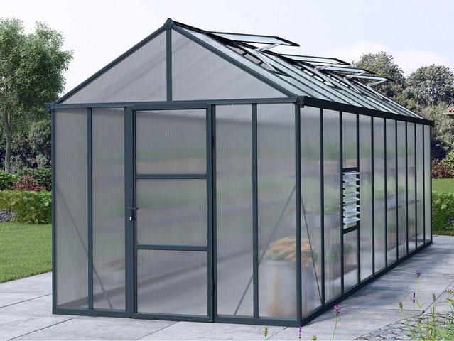 Palram - Canopia Glory Gewächshaus Anthrazit mit 10 mm Polycarbonat-Stegplatten B x T: 6 x 2,5 m - Bild 1