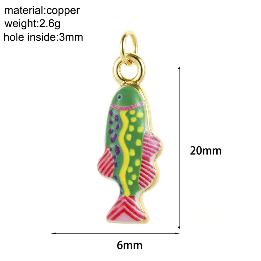 Anhänger Emaille, Fisch- und Krebsmotiv, Gold, Unisex - Bild 3