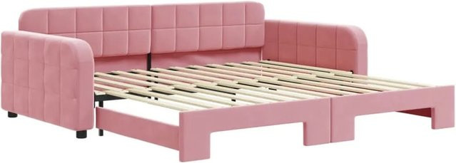 vidaXL Tagesbett ausziehbar in Rosa mit Samtbezug, B/T/H: 100 x 200 x 71 cm - Bild 1