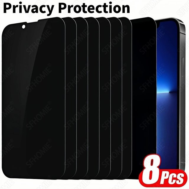 8 Stück SFHOMIE Anti-Spionage Displayschutzfolie aus gehärtetem Glas für iPhone 11 12 13 14 15 16 17 Pro Max Plus 16e 17 Air 17e Sichtschutzfolie - Bild 1