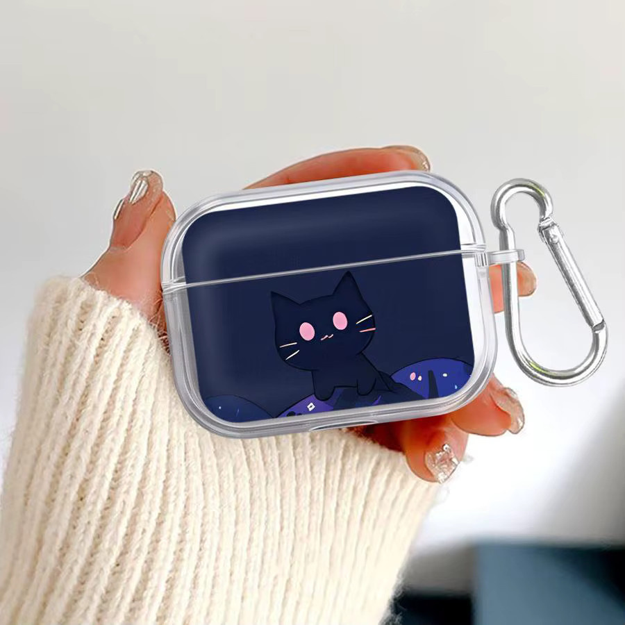 Transparente Kopfhörerhülle mit schwarzer Katze und Sternennacht für Apple AirPods (1, 2, 3, 4 und Pro/Pro 2) - Bild 4
