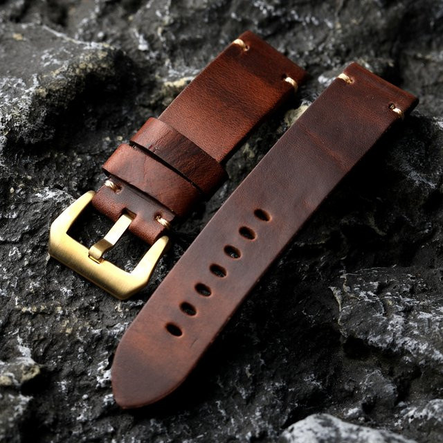 Raystray Uhrenarmband Leder, Bronze, Vintage, Unisex - Bild 1