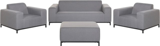 Beliani Lounge Set ROVIGO in Grau und Schwarz mit Polsterung und Ottoman, H x B x T: 68 x 186 x 84 cm - Bild 1