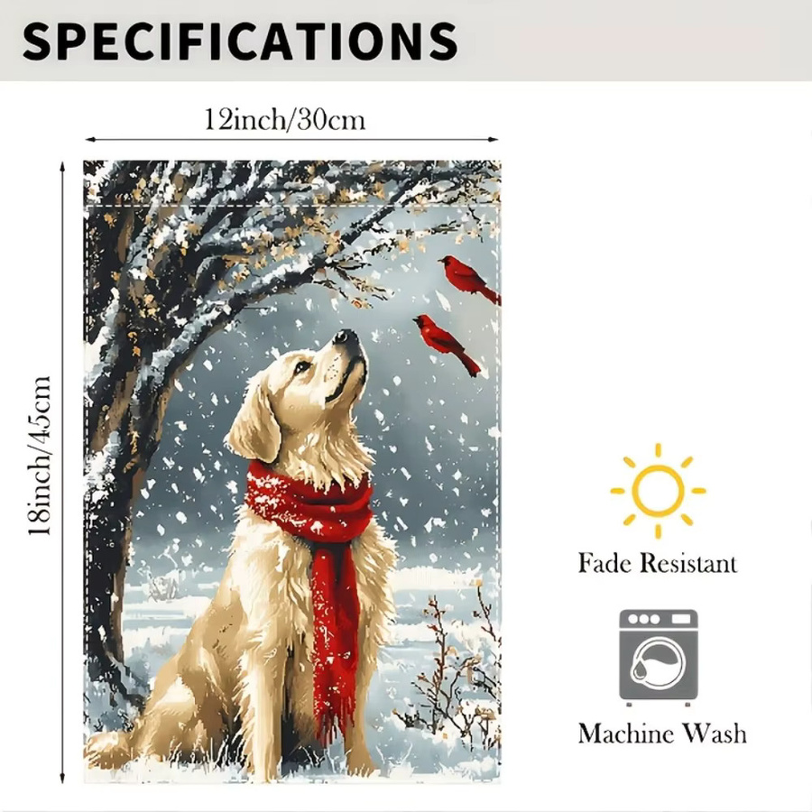 VIKAMA Weihnachtsgartenflagge Golden Retriever Winter Outdoor-Dekoration Mehrfarbig B: 30,0 cm, H: 45,0 cm, T: 30,0 cm - Bild 6