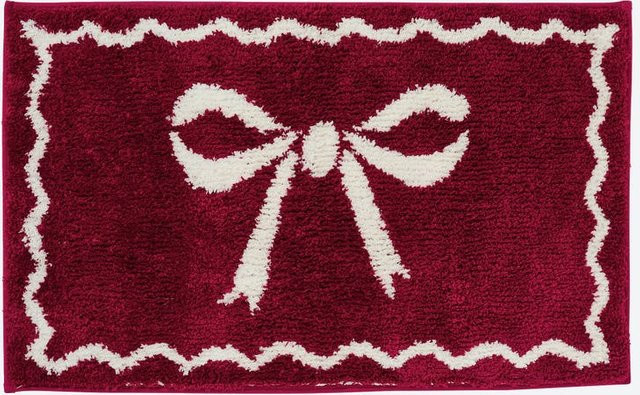 NKD Teppich in Jacquard-Optik aus Mikrofaser in Rot, rutschfest, B/H: 50 x 80 cm - Bild 1