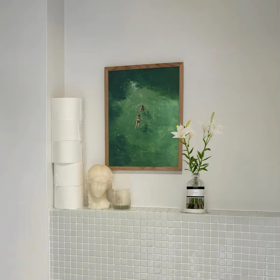 Abstrakte Wandkunst Schwimmen im grünen Druck von SHENCHEN als minimalistisches Grafikdesign im Vintage-Retro-Stil - Bild 4