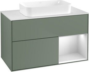 V&B Waschtischunterschrank Finion Wandbeleuchtung in Weiß lackiert, Breite: 100 cm - Bild 1