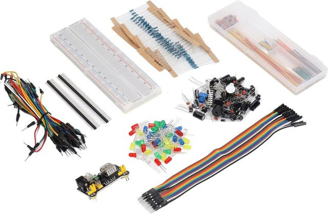 Koogeelife Elektronik-Bauteile-Kit Starter-Sortiment mit 830 Lötpunkten und Breadboard für R3, Multicolor und Transparent, USB-C - Bild 1