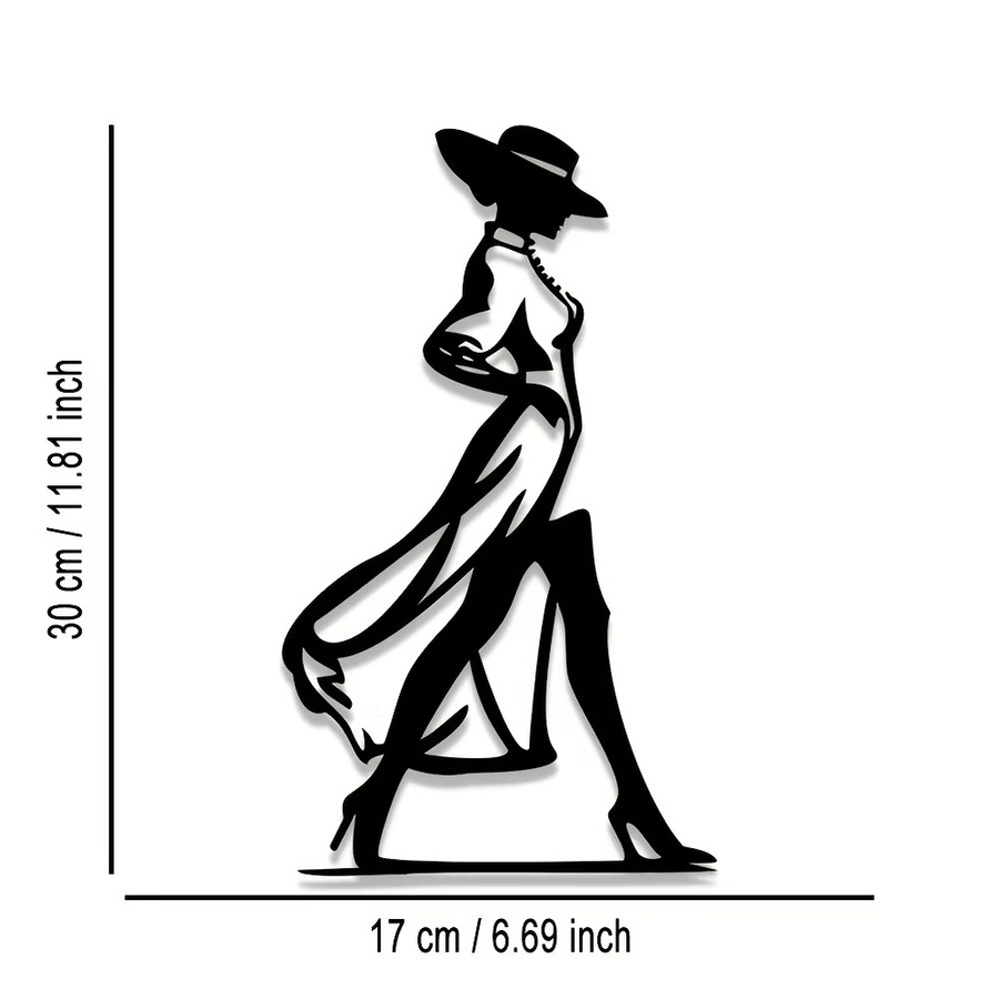Minimalistische Wandkunst CIFBUY aus schwarzem Metall mit weiblicher Figur als Porträt-Dekoration - Bild 2