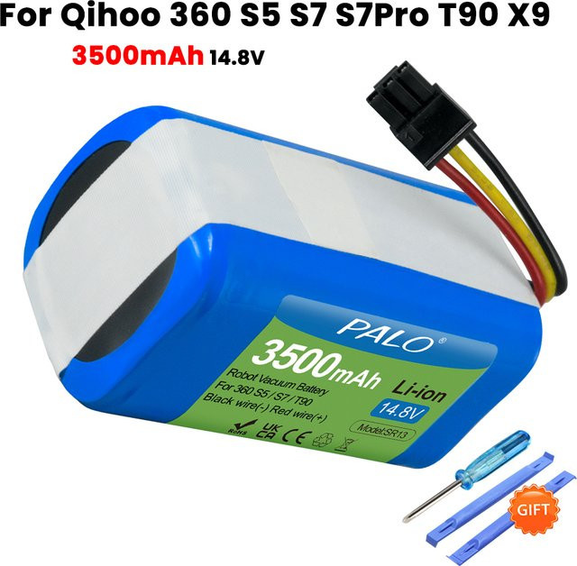 Qihoo Ersatzakku für S5 S7 S7Pro T90 X9 Saugroboter, 14,8 V 3500 mAh, Blau - Bild 1