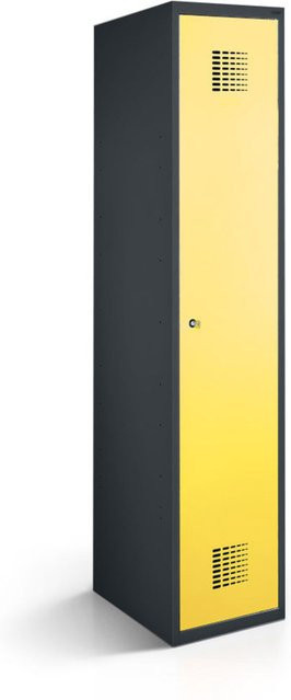 rotstahl Kleiderspind mit 1 Tür in Gelb und anthrazitgrauem Korpus, B/T/H: 40 x 50 x 180 cm - Bild 1
