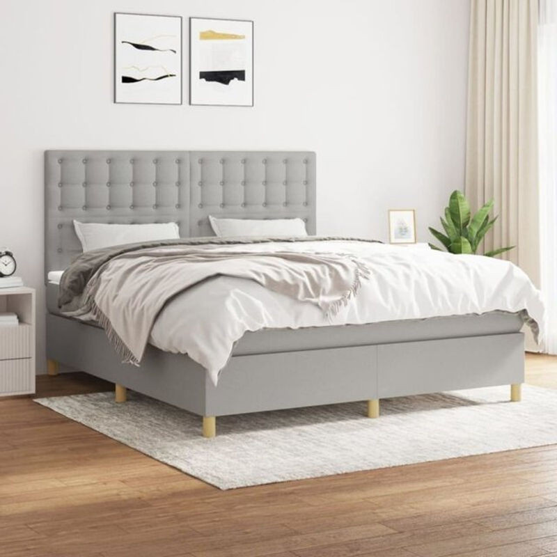 Vidaxl Boxspringbett mit Matratze in Grau aus Stoff, B/T/H: 160 x 200 x 118 cm - Bild 1