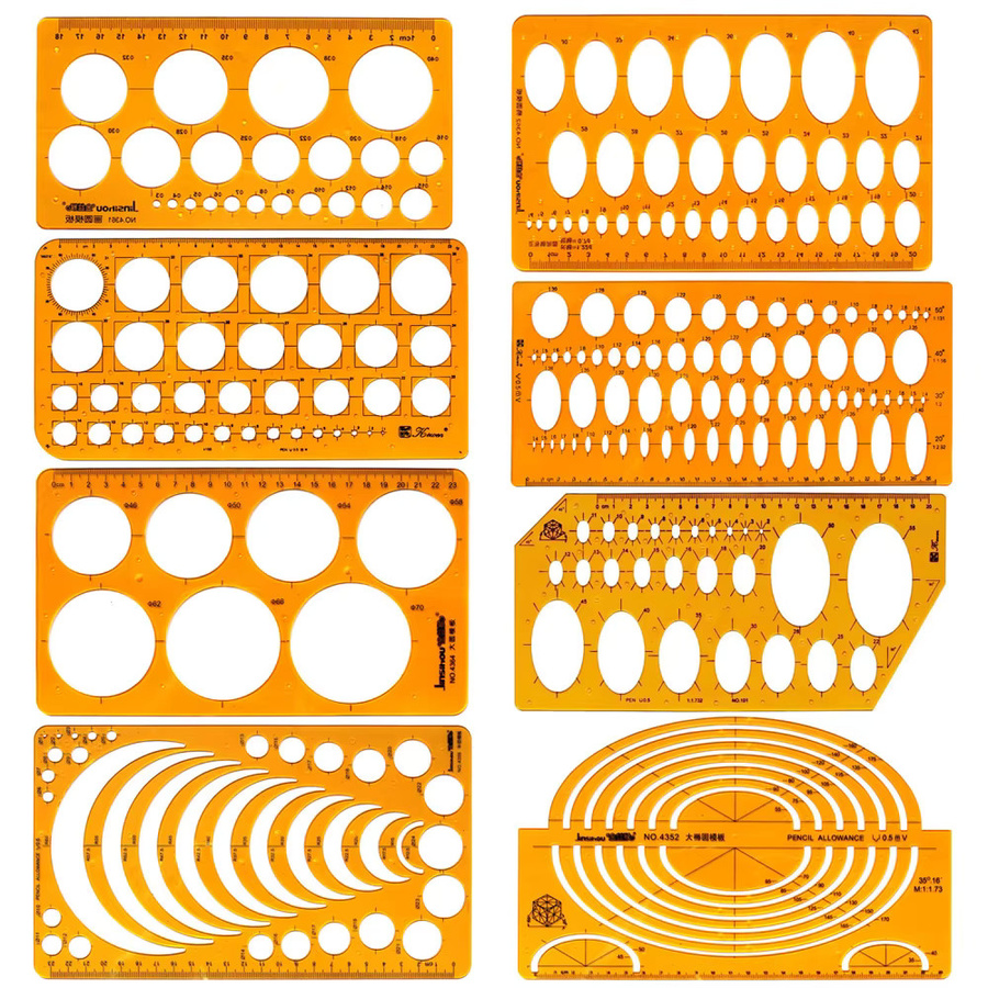 Professionelles Zeichenschablonen-Lineal für Kurven, Kreise und Ovale in Orange aus Kunststoff - Bild 1
