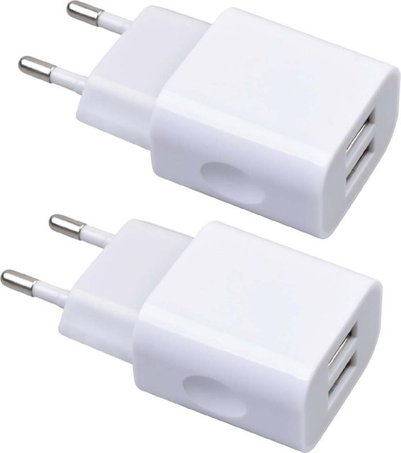 TAQKRED USB-Ladegerät mit 2 Anschlüssen, 5V 2A/10W, Weiß - Bild 1