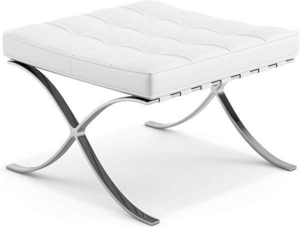 Knoll International Mies Van Der Rohe Barcelona Hocker aus Leder in Weiß - Bild 1