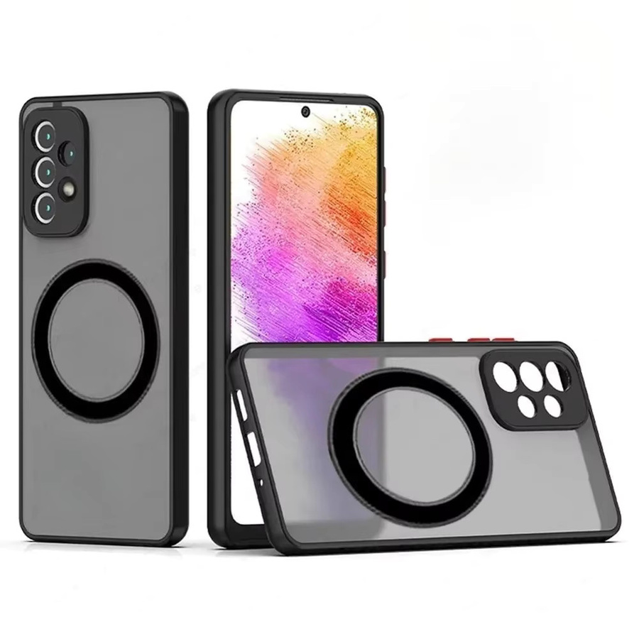 Stoßfeste matte Magnet-Schutzhülle für Samsung Galaxy A-Serie (A55 A54 A53 A52S A35 A34 A33 A32 A14 A13 A12 A71 5G) in Schwarz mit kabelloser Ladefunktion - Bild 4