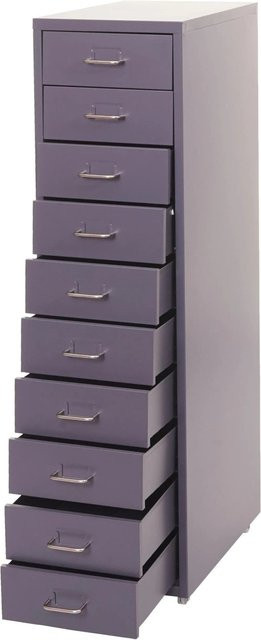 PROREGAL Rollcontainer Housten mit 10 Schubladen in Dunkelgrau, B/T/H: 110 x 28 x 41 cm - Bild 1