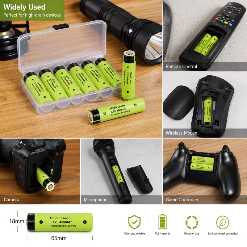 Ryobi 18650 Li-Ionen-Batterie 3,7V mit 3400mAh und Stiftkontakt in Grün - Bild 3