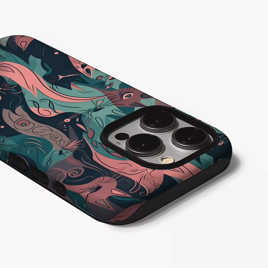 Potdemiel Handyhülle mit blaugrünem rosa Katzen-Wirbel Design für iPhone 17 16 15 14 13 Pro Max Plus Tough Case - Bild 3