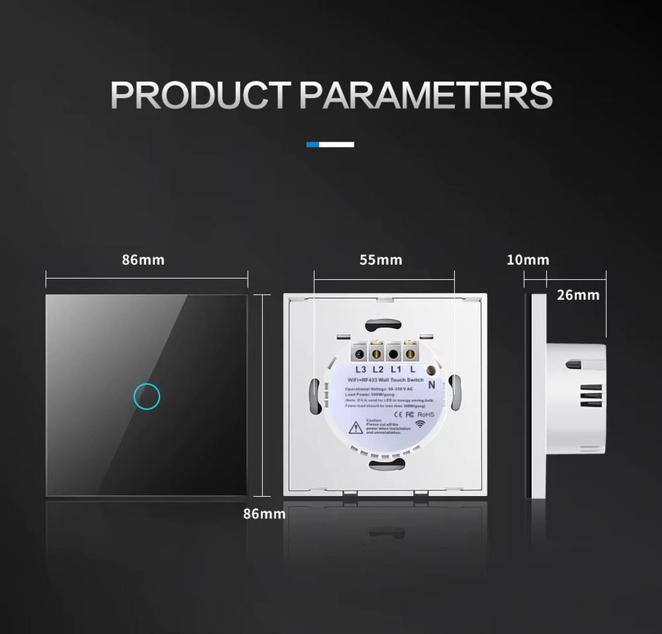Tuya Smart WLAN und RF433 Funkfrequenz Touch-Schalter Set in Weiß ohne Neutralleiter erforderlich - Bild 4