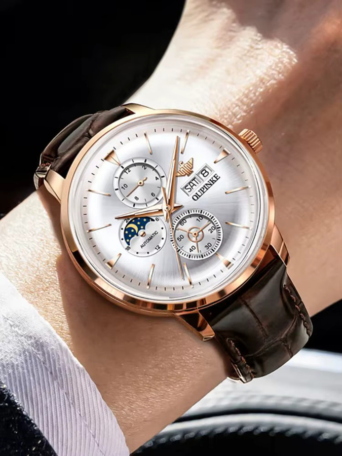 OUPINKE Armbanduhr, Automatik, Edelstahl, Leder, Herren - Bild 6