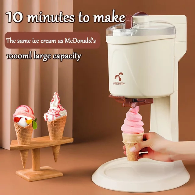 LZHZXY Eismaschine BL-1000 in Weiß, 1L Kapazität, Automatische DIY Obst- und Dessertmaschine für Milchshakes und gefrorene Früchte, 220V - Bild 1