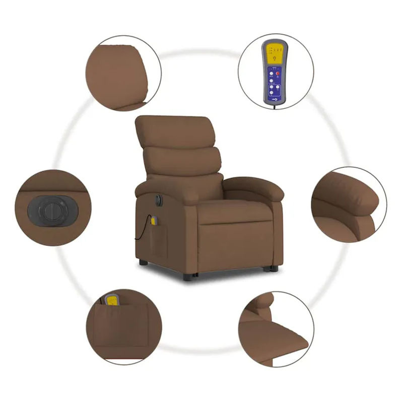 Vidaxl Elektrischer Massagesessel mit Aufstehhilfe in Braun - Bild 8