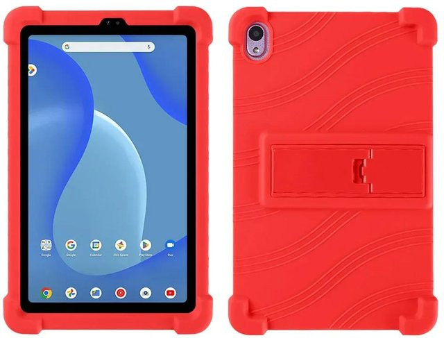 Onn 7 Zoll Tablet Hülle Super Stoßfest mit verstellbarem Ständer aus weichem Silikon in Rot - Bild 1