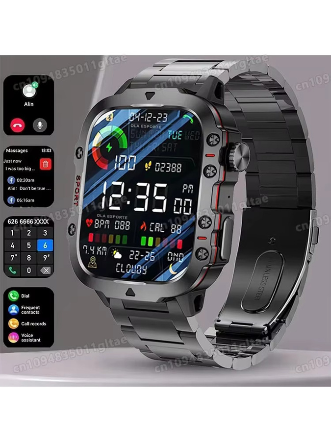 Ola Esporte Smartwatch, Edelstahl, Silber, Herren, 1,81 Zoll, 5 ATM - Bild 6