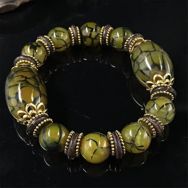 Steinarmband, grünes Eisblumen-Armband, Chinese Jade, Unisex - Bild 1
