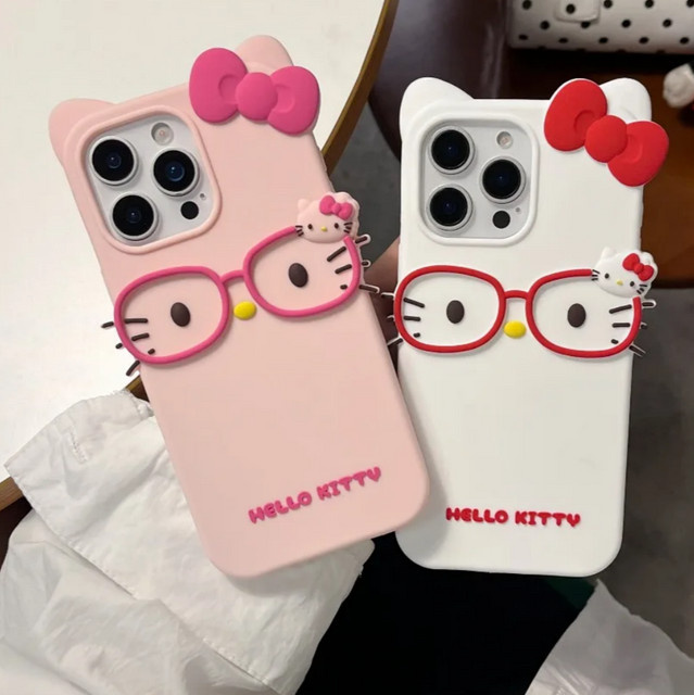 Sanrio Hello Kitty Handyhülle mit 3D Stereoskopischem Cartoon-Design für iPhone 11 bis iPhone 17 Pro Max - Bild 1