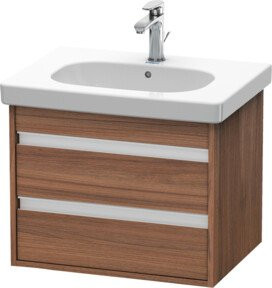 Duravit Waschtischunterschrank Ketho wandhängend in Nussbaum Natur, 2 Schubladen, Braun Matt, B: 60 cm, T: 45,5 cm, H: 48 cm - Bild 1