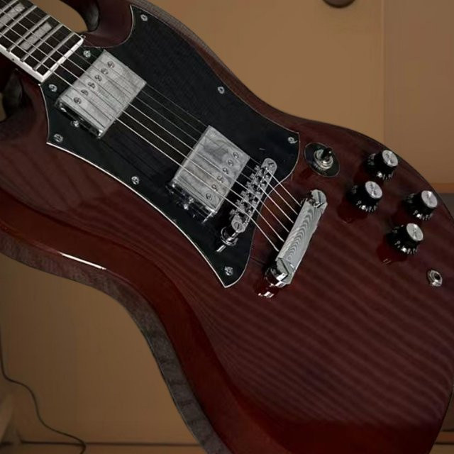 SGS E-Gitarre mit rotem Mahagoni-Korpus und Palisander-Griffbrett, 40 Zoll, Schwarz/Rot - Bild 1