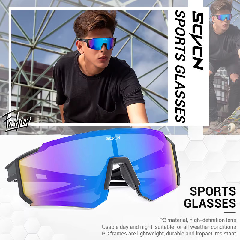 SCVCN Sportsonnenbrille, Unisex, Vollrand, Multicolor, Kunststoff - Bild 3