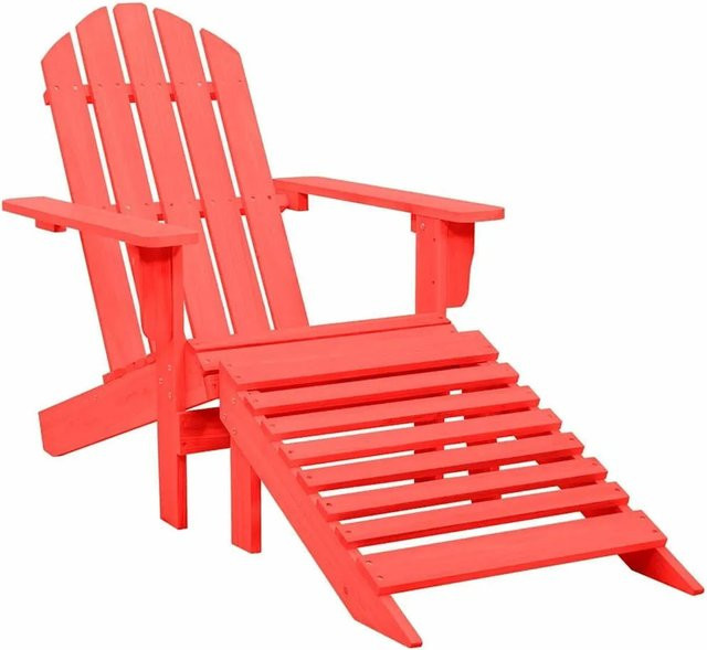 vidaXL Adirondack-Gartenstuhl mit Fußstütze aus Massivholz Tanne in Rot - Bild 1