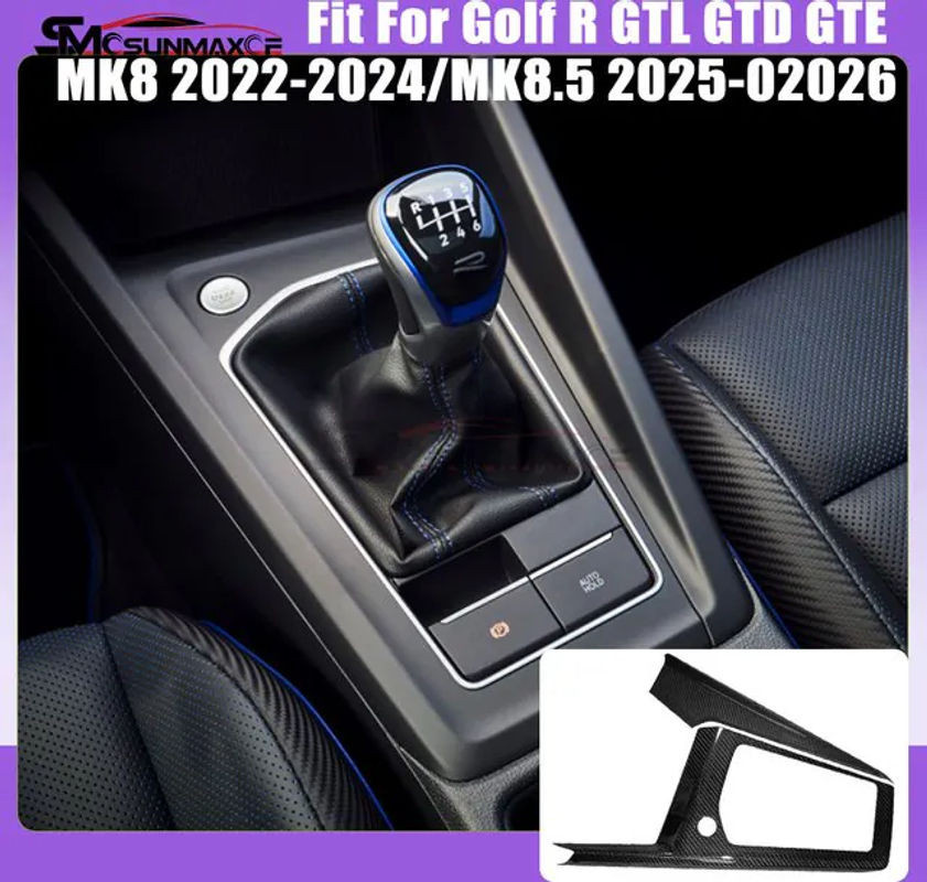 SMCSUNMAXCF Carbonfaser Mittelkonsole Innenverkleidung für VW Golf 8 MK8 und Golf 8.5 MK8.5 GTI GTD GTE in Schwarz - Bild 1