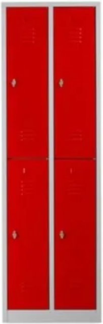 PROREGAL Garderobenspind Camel mit 4 Fächern und Vorhängeschloss, Farbe Grau-Rot, H x B x T: 195 x 60 x 50 cm - Bild 1