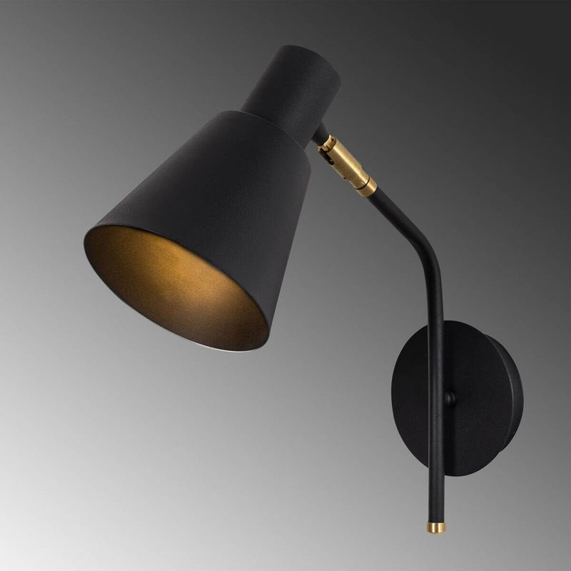 Opviq Wandleuchte Sivani in Schwarz und Gold aus Metall mit E27 Fassung, Breite: 36 cm, Höhe: 40 cm, Tiefe: 15 cm - Bild 5
