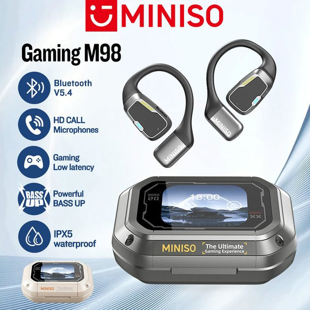 MINISO M98 OWS Sport Bluetooth Kopfhörer mit AI Translator und App-Übersetzung, Gaming Headset IPX5, in Black oder Beige - Bild 1