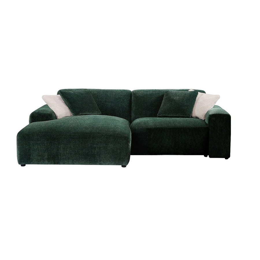 Vente-unique Sofa Tirono in Tannengrün mit Cord-Bezug, L-Form, Breite: 254 cm - Bild 2