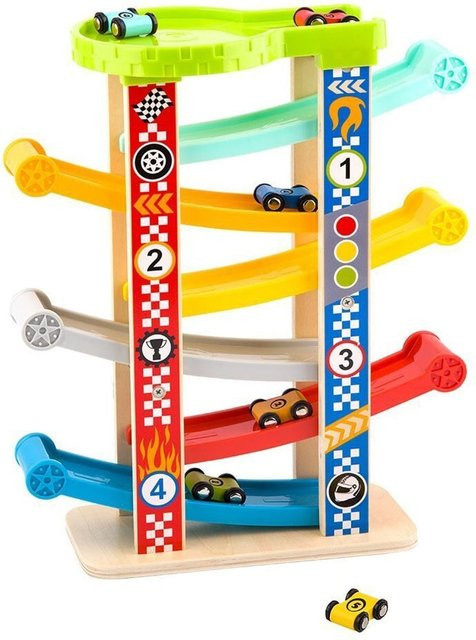 Tooky Toy Holzturm-Rennbahn Rutschturm bunt ab 18 Monaten - Bild 1