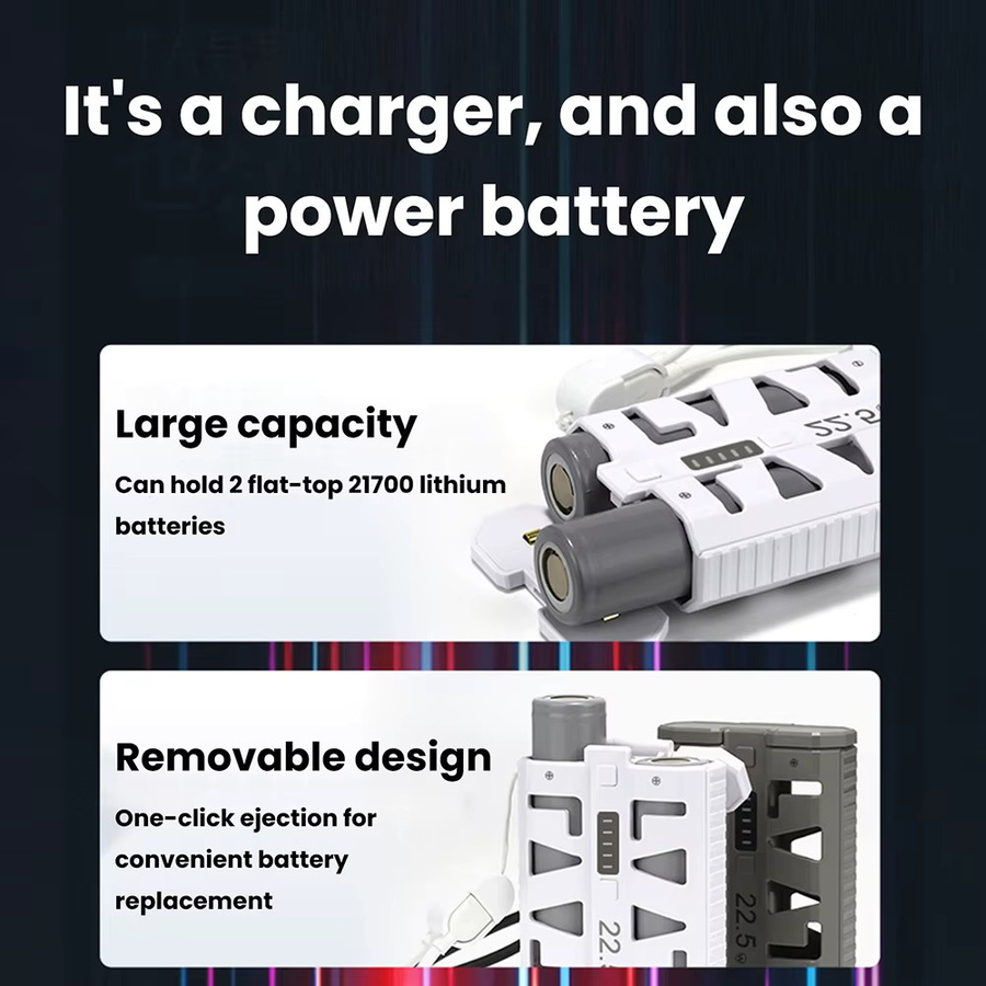 Gaqqee Powerbank DIY-Kit mit 22,5W Schnellladung und 21700 Batteriegehäuse in Grau oder Weiß - Bild 3