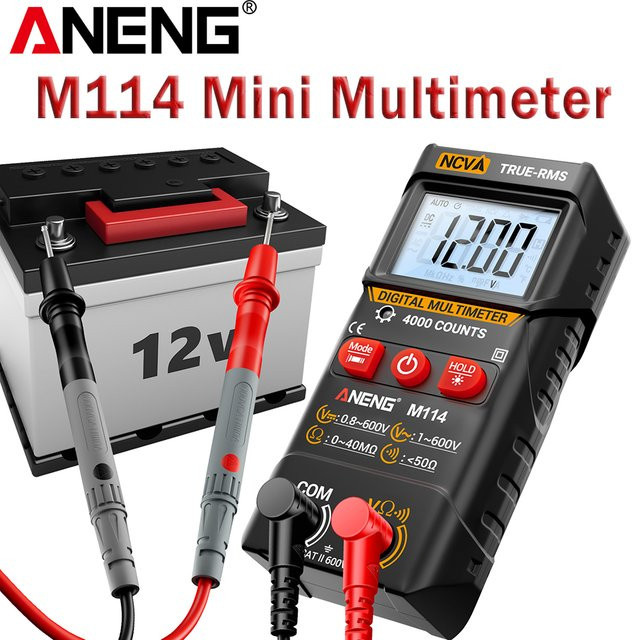 ANENG M114 Digital-Multimeter Tester in Schwarz mit DC/AC-Spannung, NCV, Widerstand und automatischer Hintergrundbeleuchtung - Bild 1
