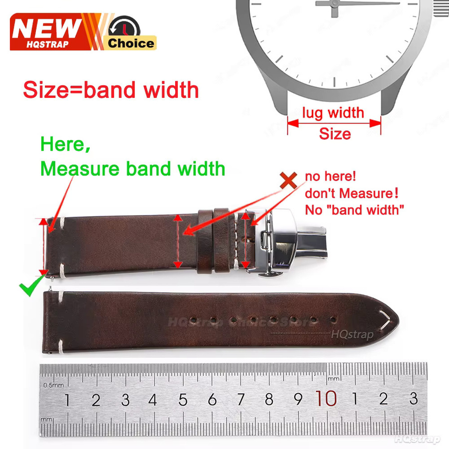 HQstrap Smartwatch Lederarmband, Schmetterlingsverschluss, Leder - Bild 2